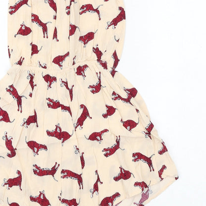 H&M Womens Pink Geometric Viscose Playsuit One-Piece Size 4 Pullover - Tiger Print