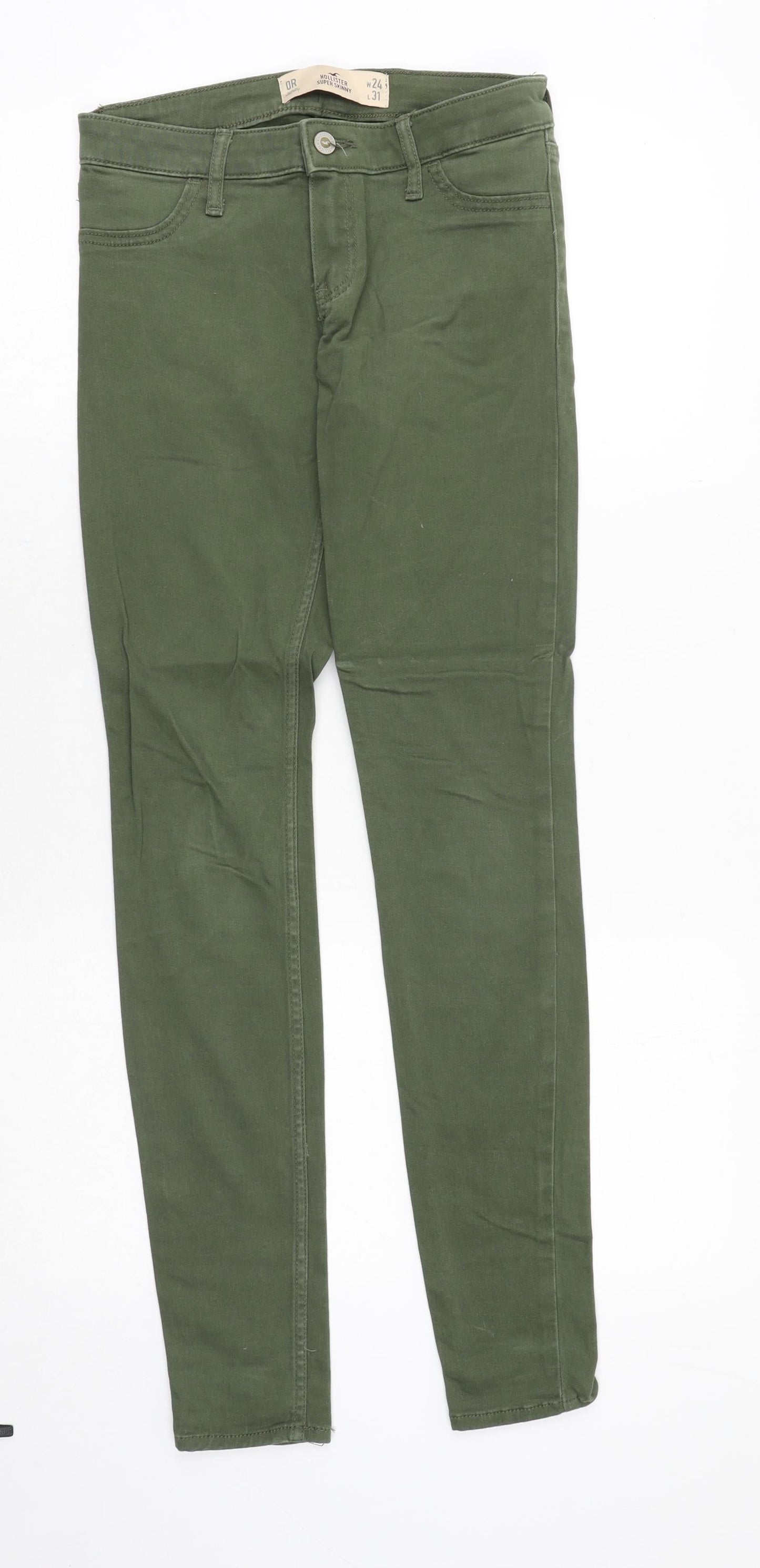 Hollister Womens Green Cotton Skinny Jeans Size 24 in Regular Zip