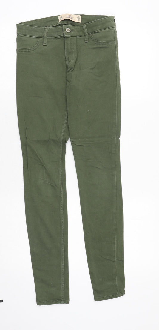 Hollister Womens Green Cotton Skinny Jeans Size 24 in Regular Zip