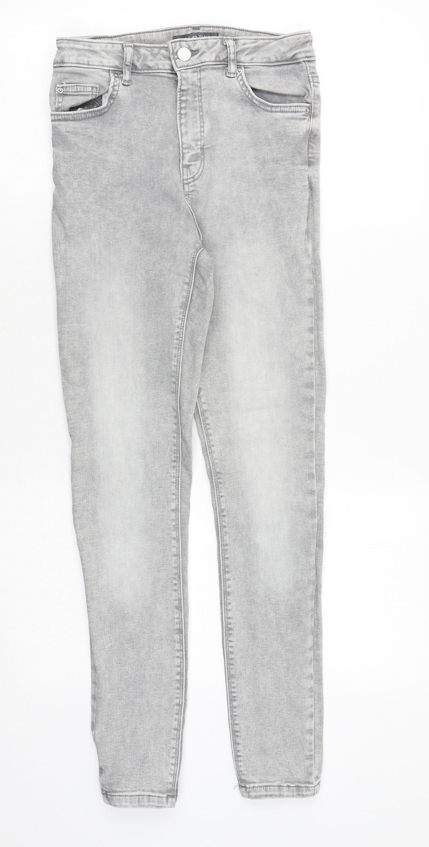 Denim & Co. Womens Grey Cotton Skinny Jeans Size 10 Regular Zip