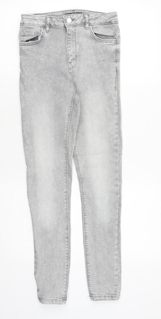 Denim & Co. Womens Grey Cotton Skinny Jeans Size 10 Regular Zip