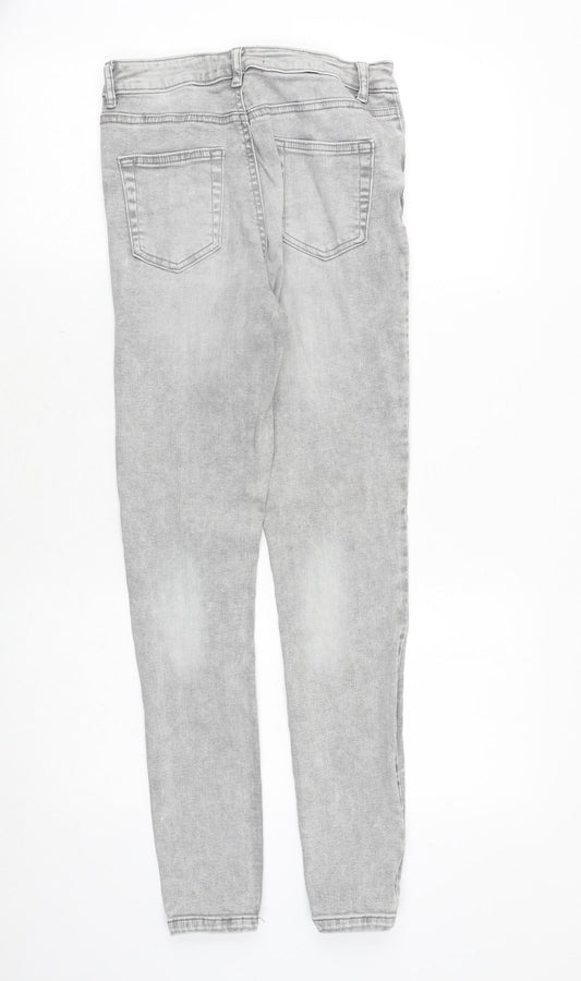 Denim & Co. Womens Grey Cotton Skinny Jeans Size 10 Regular Zip