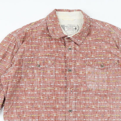 Mens UK Size S Debenhams Orange  Button-Up Long Sleeve Casual Shirt