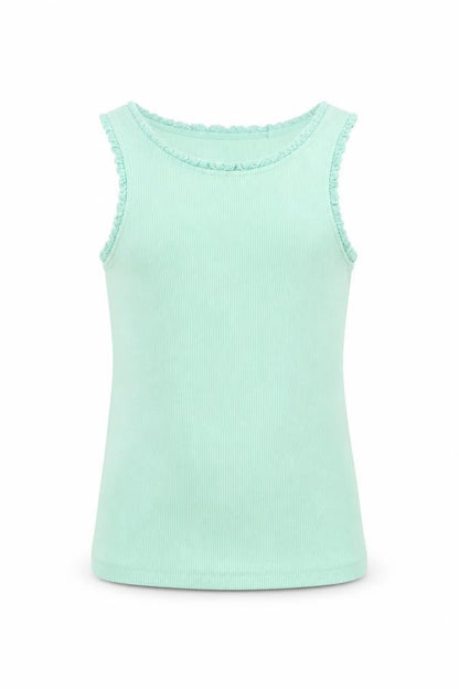 NEXT Girls Green Cotton Basic Tank Size 6 Years Round Neck Pullover