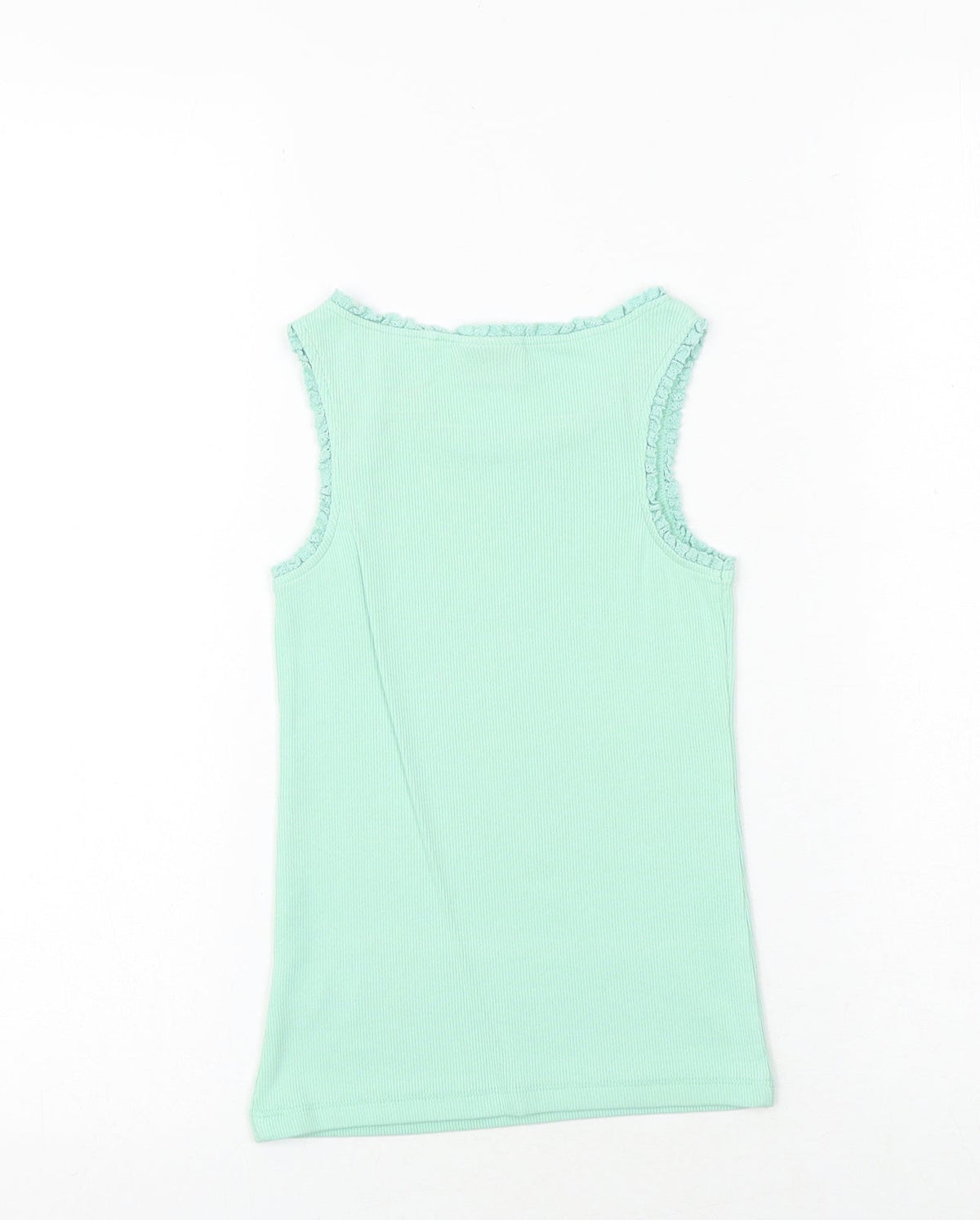 NEXT Girls Green Cotton Basic Tank Size 6 Years Round Neck Pullover