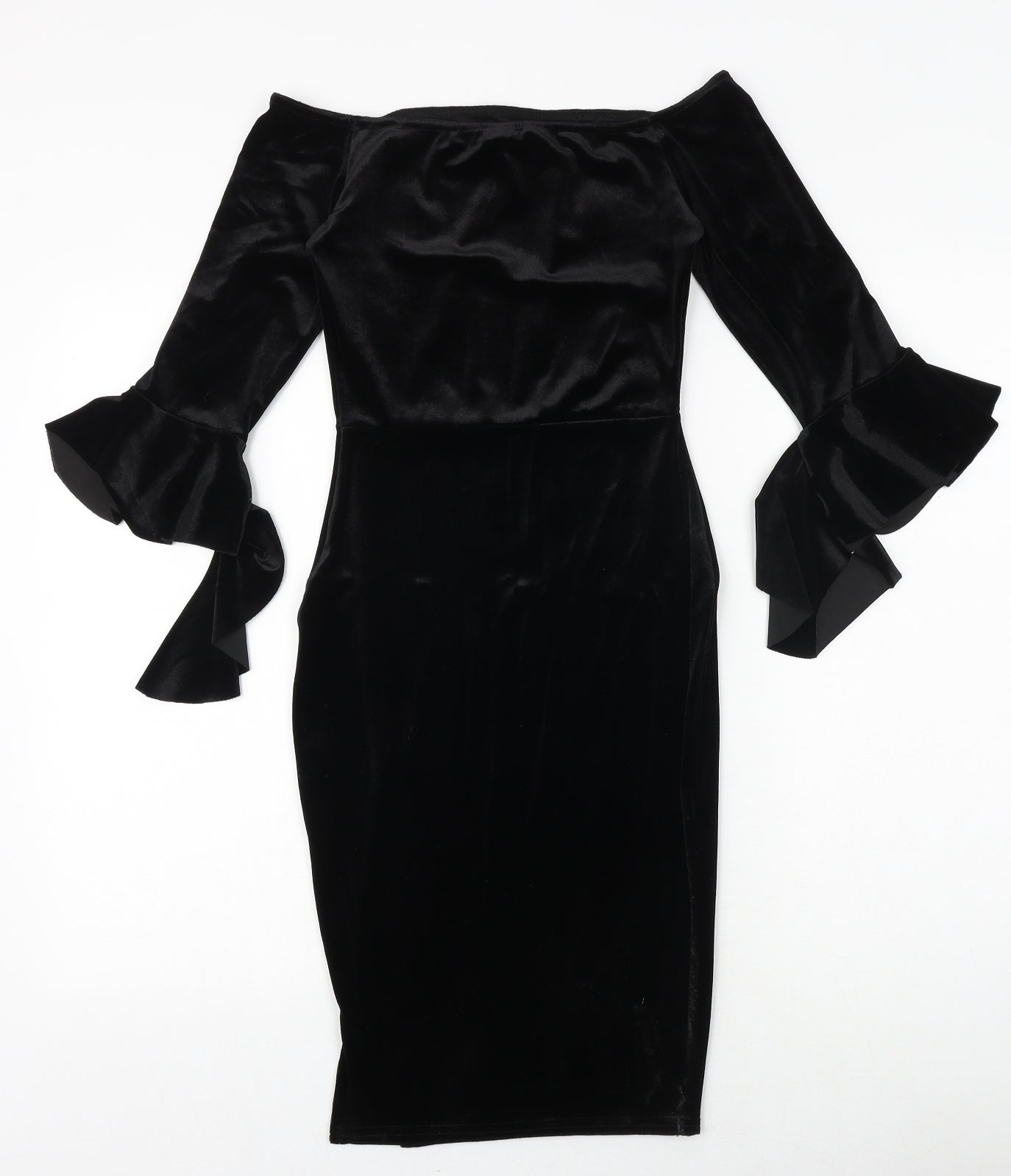 Missguided Womens Black Floral Polyester Bodycon Size 4 Off the Shoulder Pullover