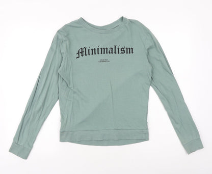 H&M Womens Green 100% Cotton Pullover Sweatshirt Size S Pullover