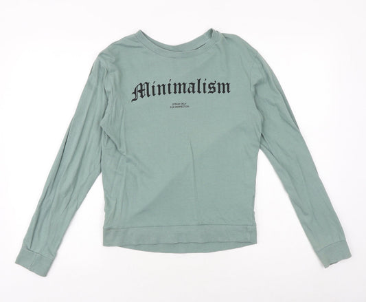 H&M Womens Green 100% Cotton Pullover Sweatshirt Size S Pullover