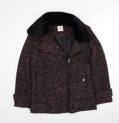 TU Womens Red Geometric Jacket Size 8 Zip