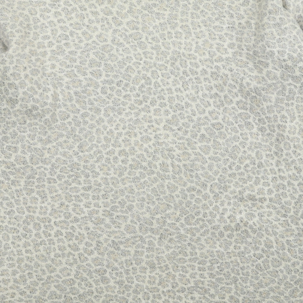 Carrini Womens Beige Round Neck Animal Print Polyester Pullover Jumper Size S - Size S/M Leopard Print