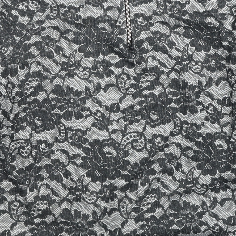 George Womens Grey Round Neck Floral Polyester Pullover Jumper Size 8