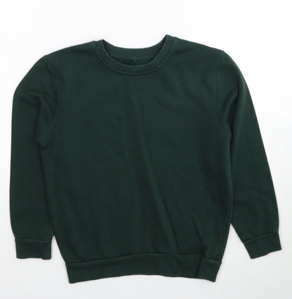 Preworn Boys Green Cotton Pullover Sweatshirt Size 8-9 Years Pullover