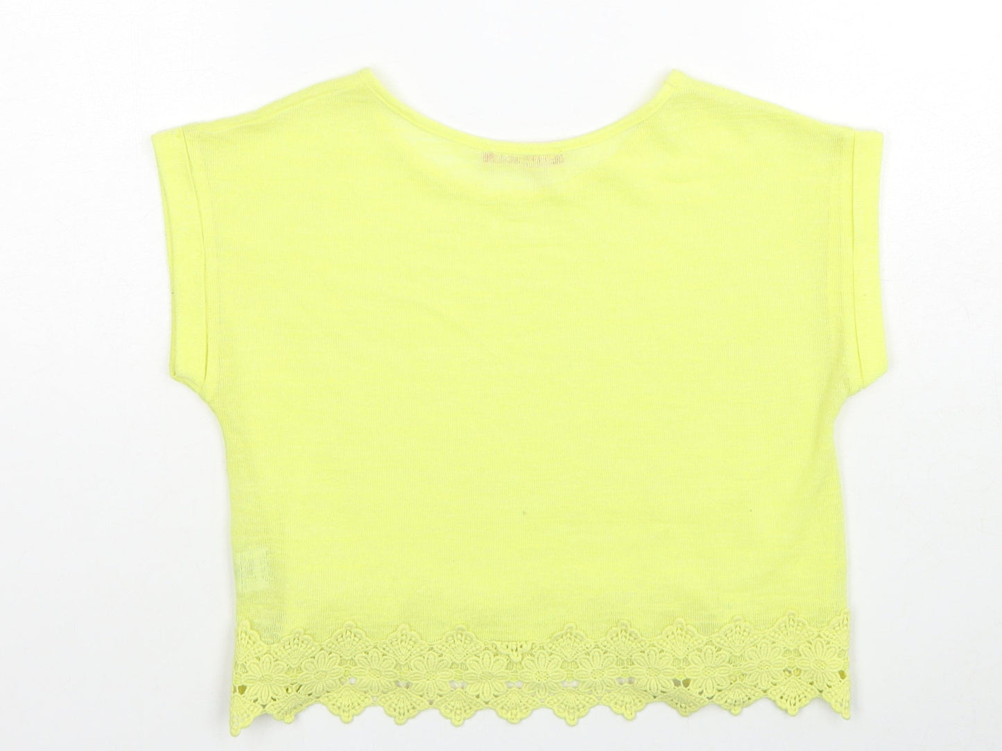 Young Dimension Girls Yellow Polyester Basic T-Shirt Size 10-11 Years Round Neck Pullover