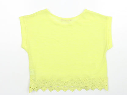 Young Dimension Girls Yellow Polyester Basic T-Shirt Size 10-11 Years Round Neck Pullover