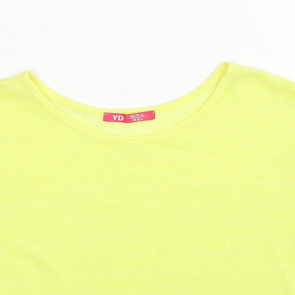 Young Dimension Girls Yellow Polyester Basic T-Shirt Size 10-11 Years Round Neck Pullover