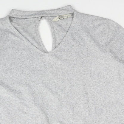 F&F Womens Grey V-Neck Polyester Pullover Jumper Size 14