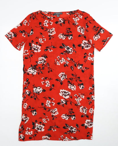 Primark Womens Red Floral Polyester A-Line Size 10 Round Neck Pullover