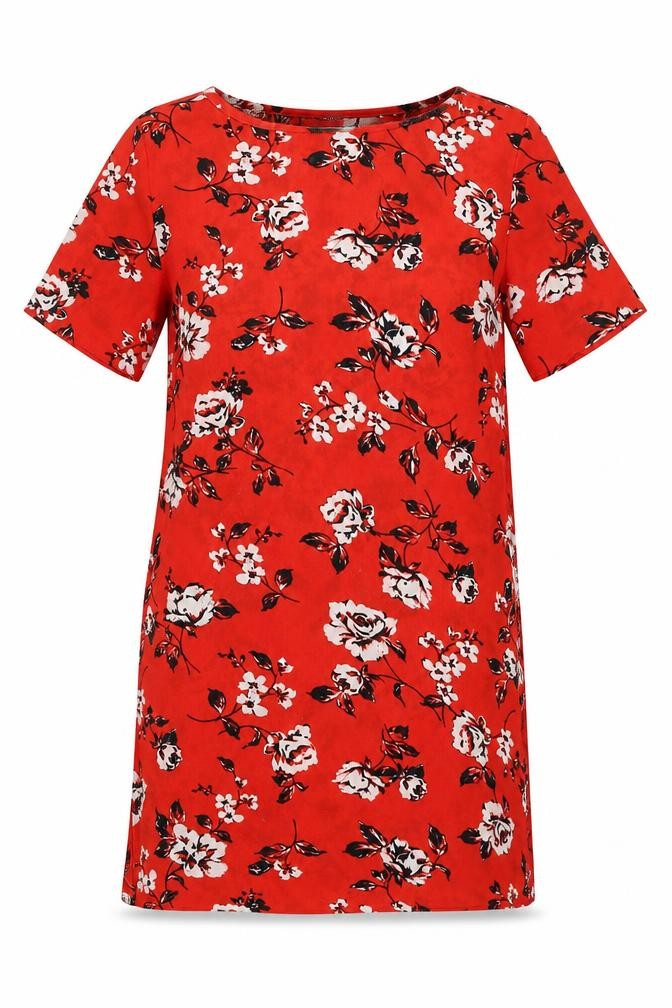 Primark Womens Red Floral Polyester A-Line Size 10 Round Neck Pullover