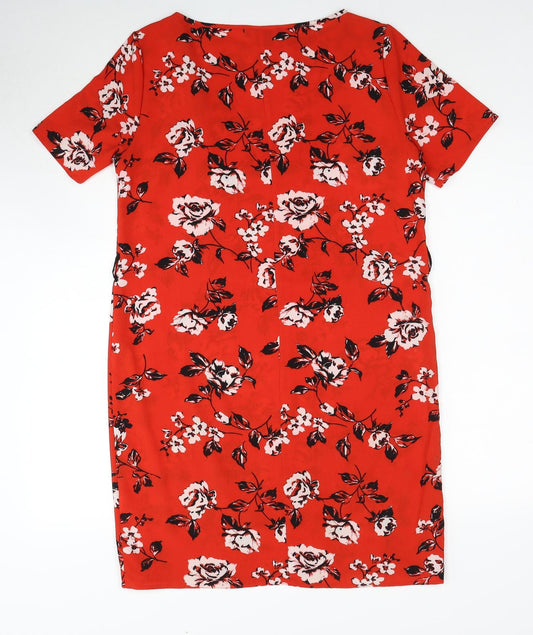 Primark Womens Red Floral Polyester A-Line Size 10 Round Neck Pullover