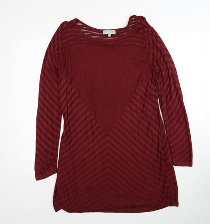 Per Una Womens Red Geometric Viscose A-Line Size 12 Round Neck Pullover