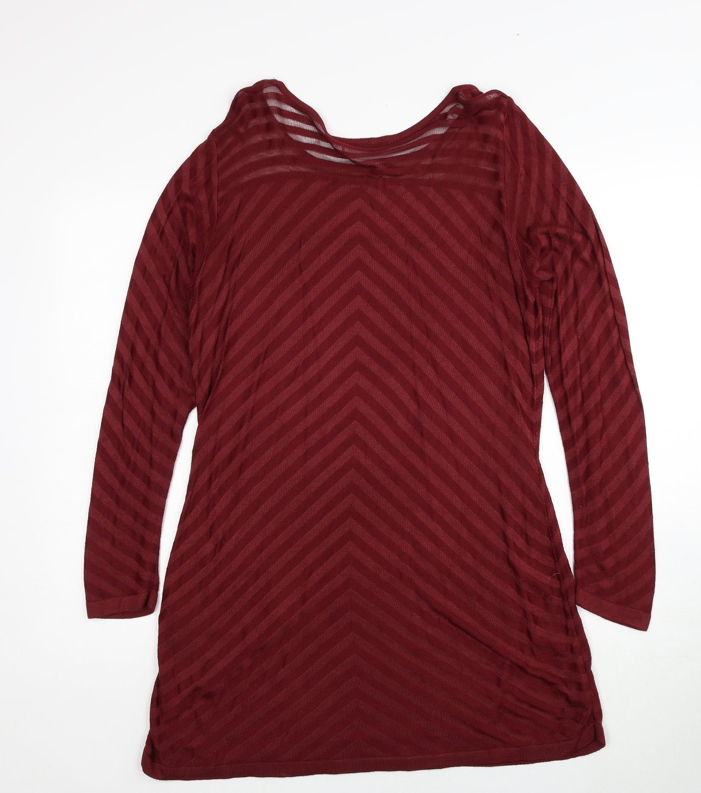Per Una Womens Red Geometric Viscose A-Line Size 12 Round Neck Pullover