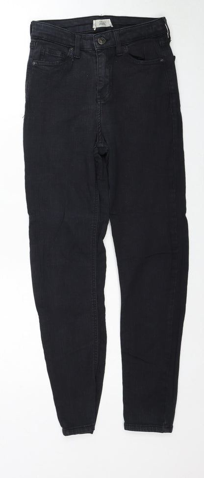 Topshop Womens Black Cotton Straight Jeans Size 26 in L30 in Regular Zip