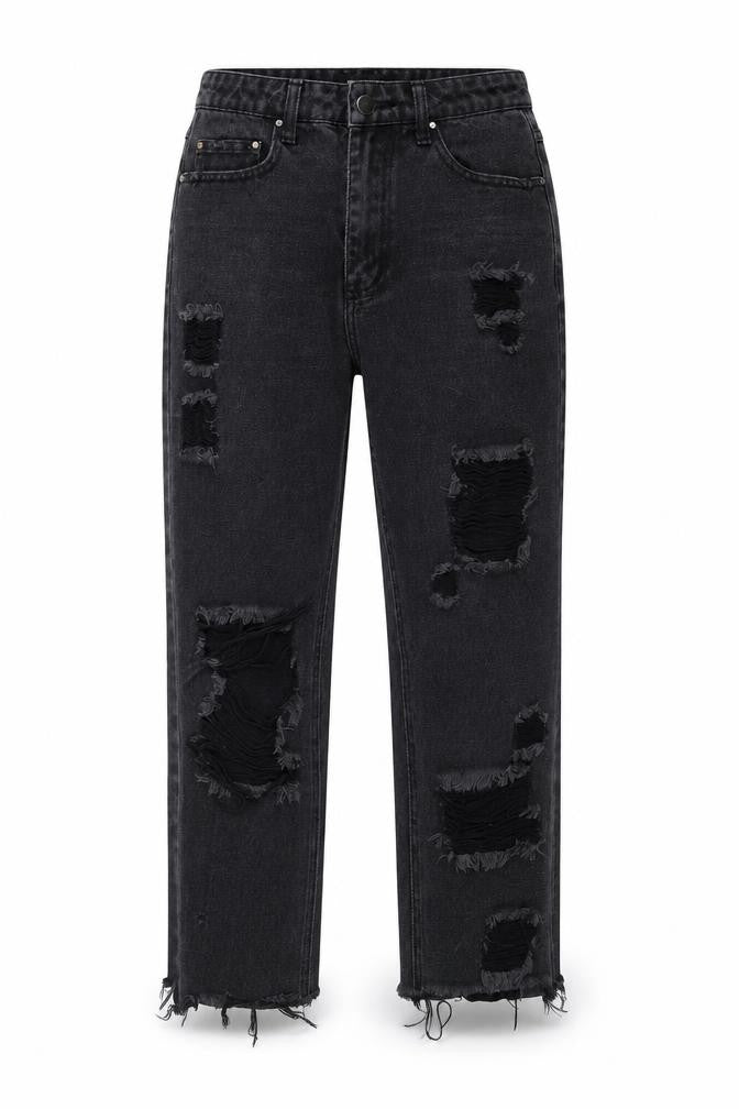 Womens UK Size 8 Missguided Regular Fit Straight Black Jeans