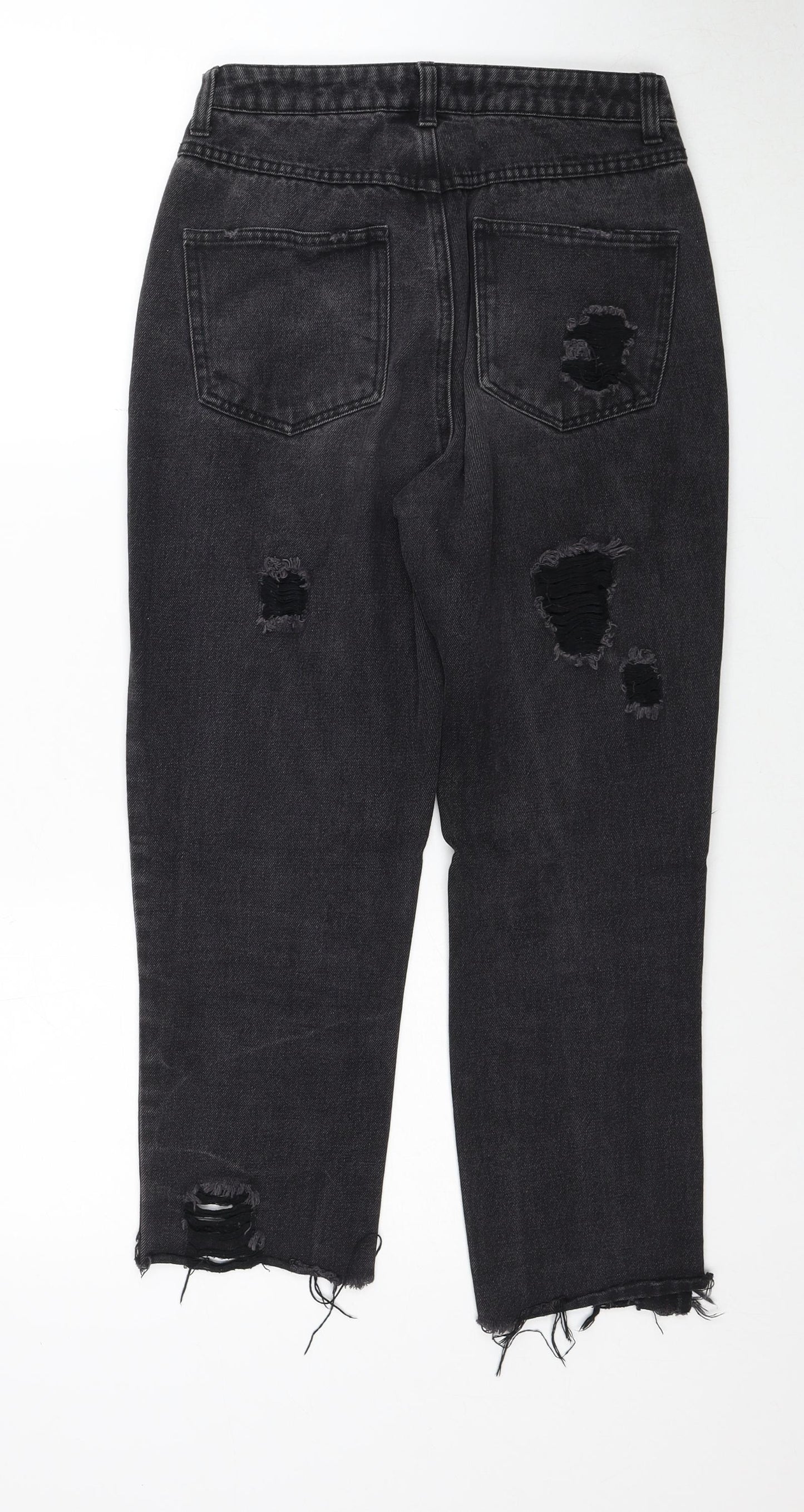 Missguided Womens Black Cotton Straight Jeans Size 8 Regular Zip