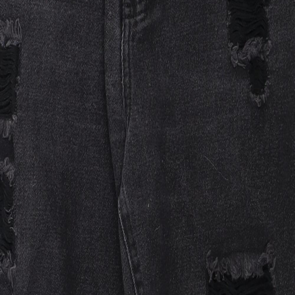 Missguided Womens Black Cotton Straight Jeans Size 8 Regular Zip