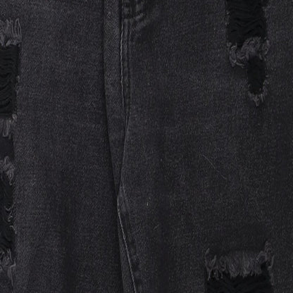 Missguided Womens Black Cotton Straight Jeans Size 8 Regular Zip