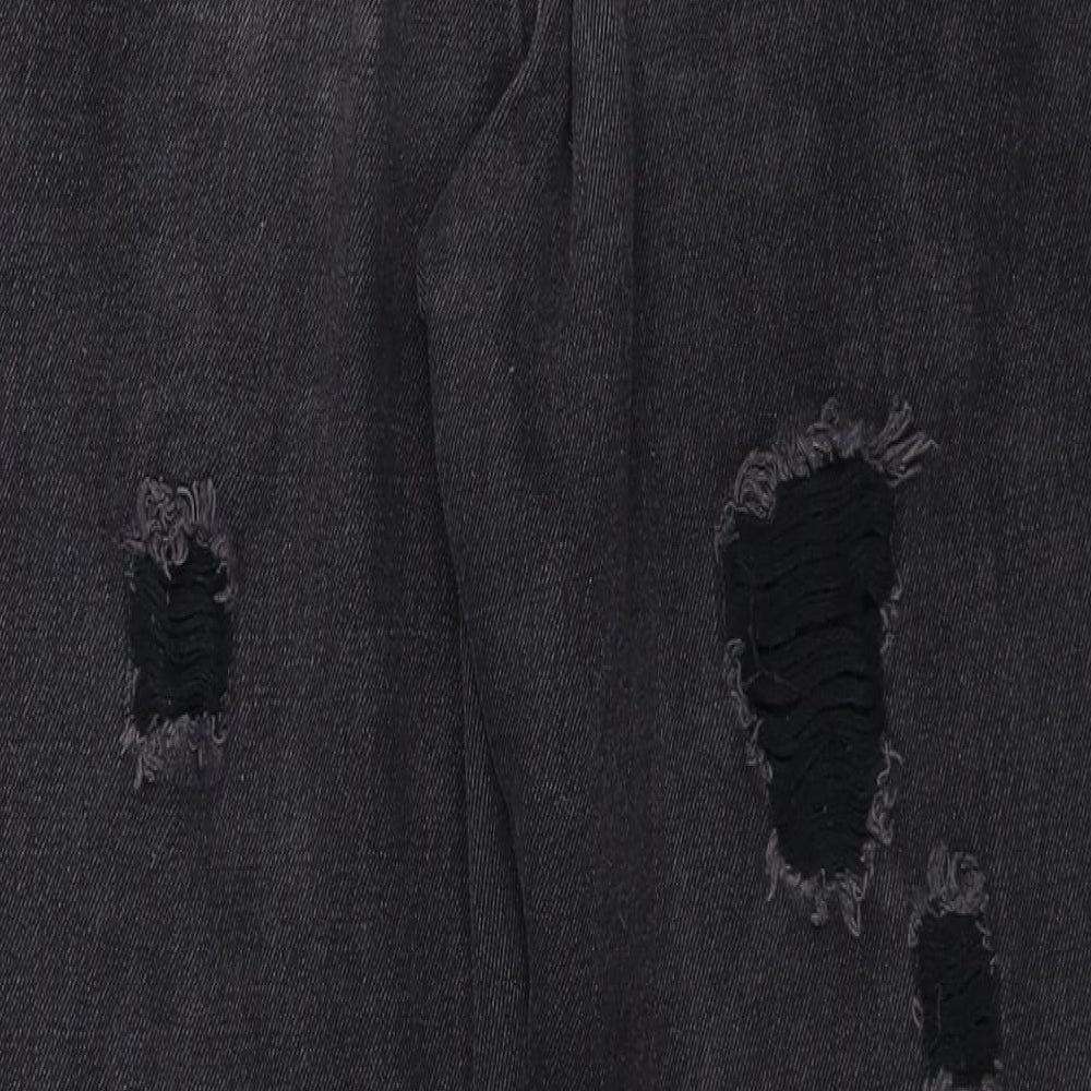 Missguided Womens Black Cotton Straight Jeans Size 8 Regular Zip