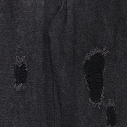 Missguided Womens Black Cotton Straight Jeans Size 8 Regular Zip