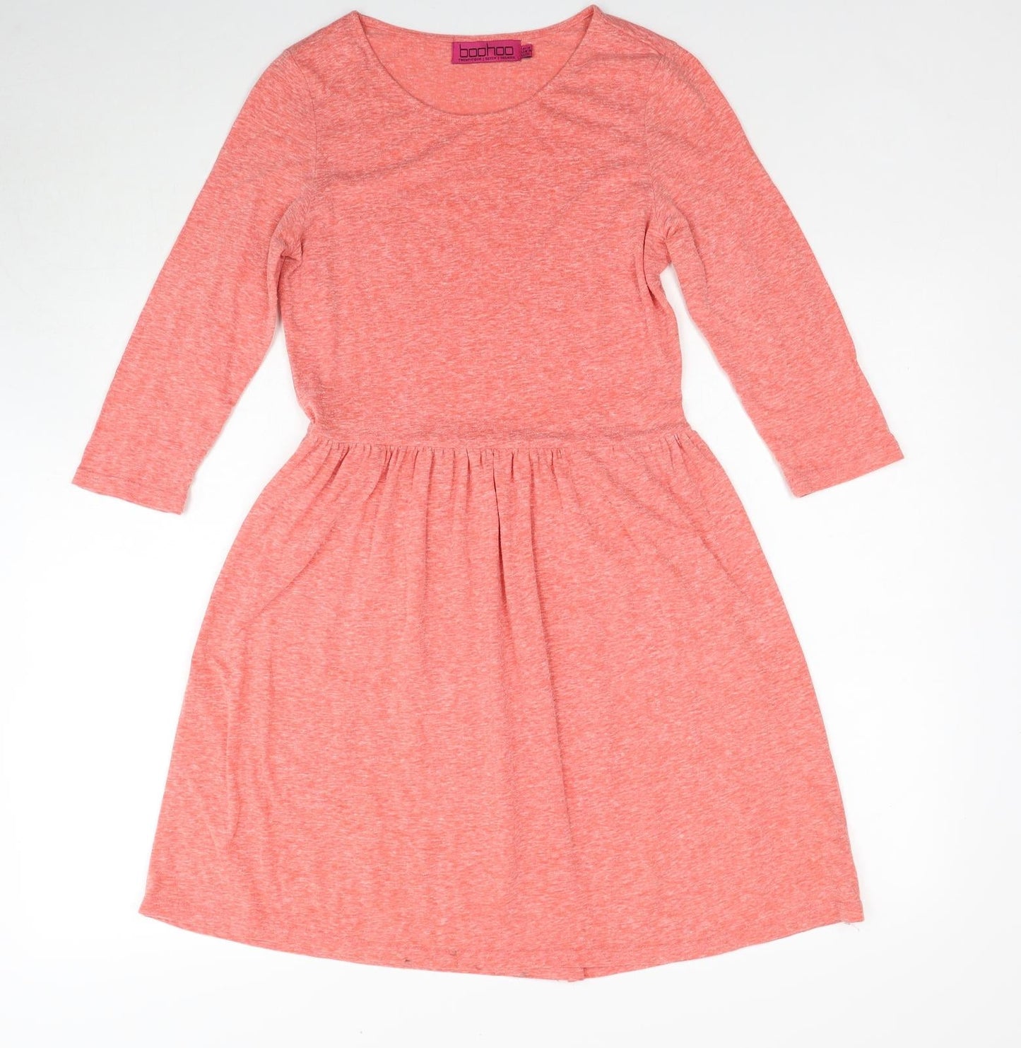 Boohoo Womens Pink Cotton Fit & Flare Size 10 Round Neck Pullover