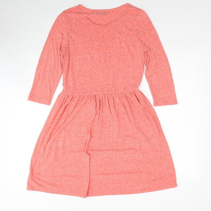 Boohoo Womens Pink Cotton Fit & Flare Size 10 Round Neck Pullover