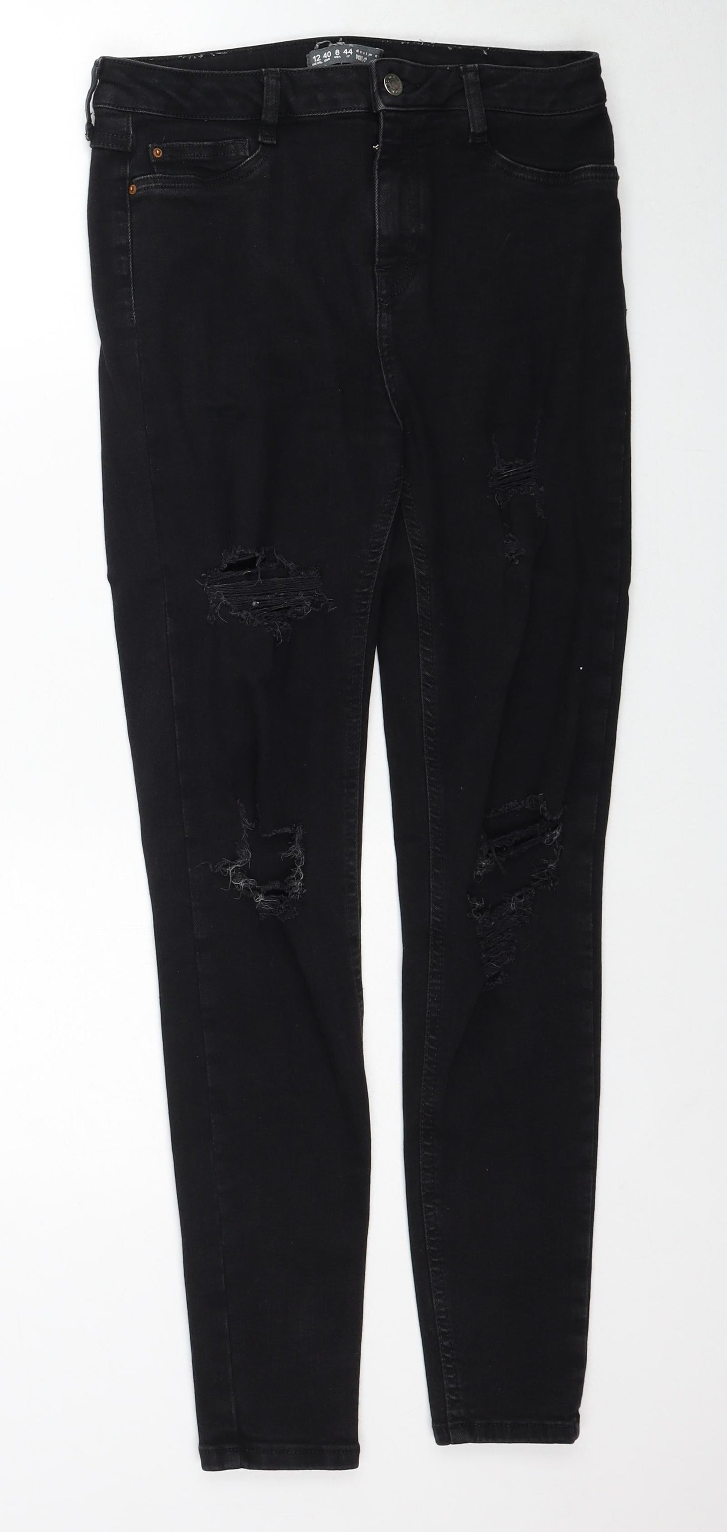Denim & Co. Womens Black Cotton Skinny Jeans Size 12 Regular Zip