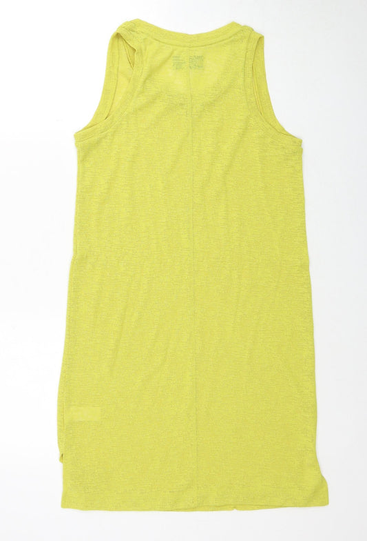 NEXT Womens Yellow Polyester Tank Dress Size 8 Scoop Neck Pullover