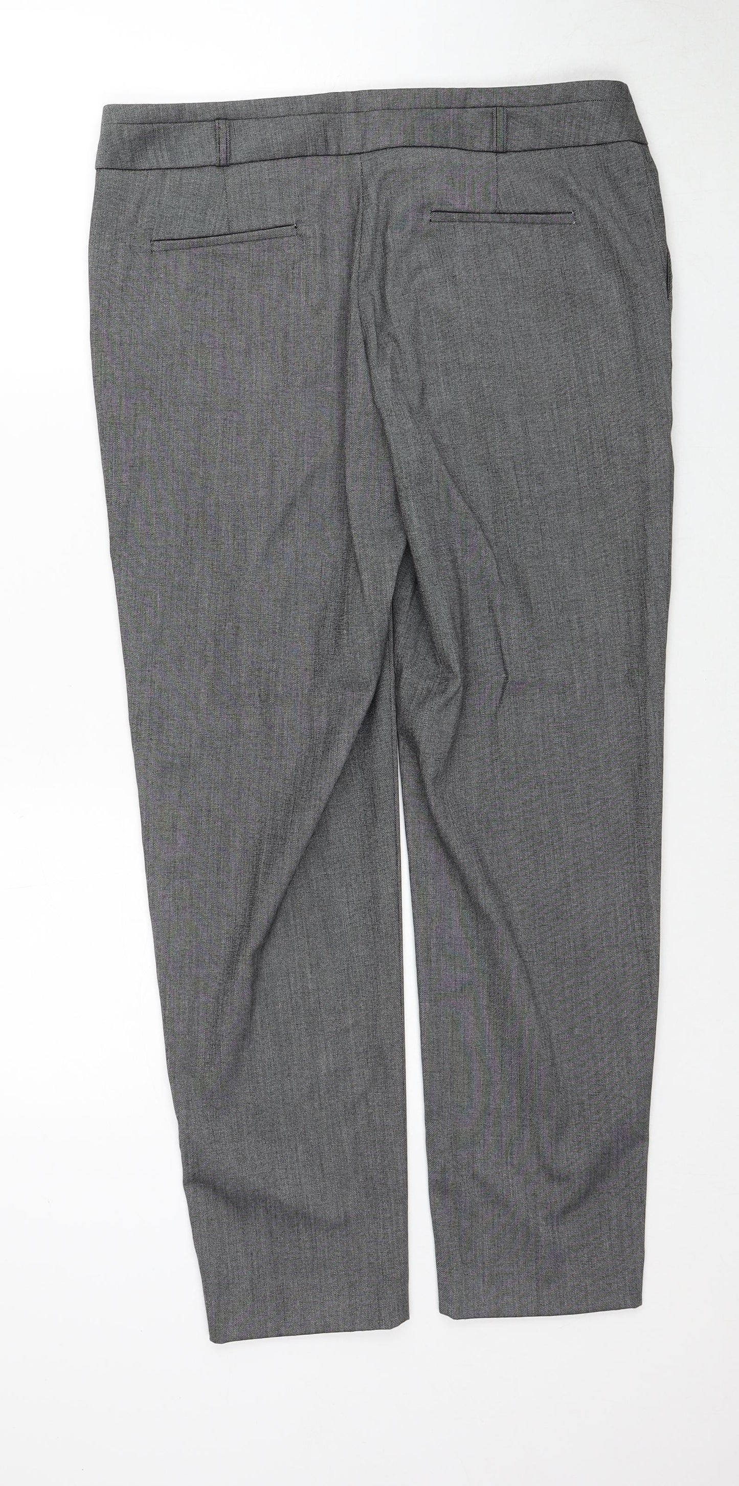 Warehouse Womens Grey Geometric Polyester Trousers Size 12 Regular Zip