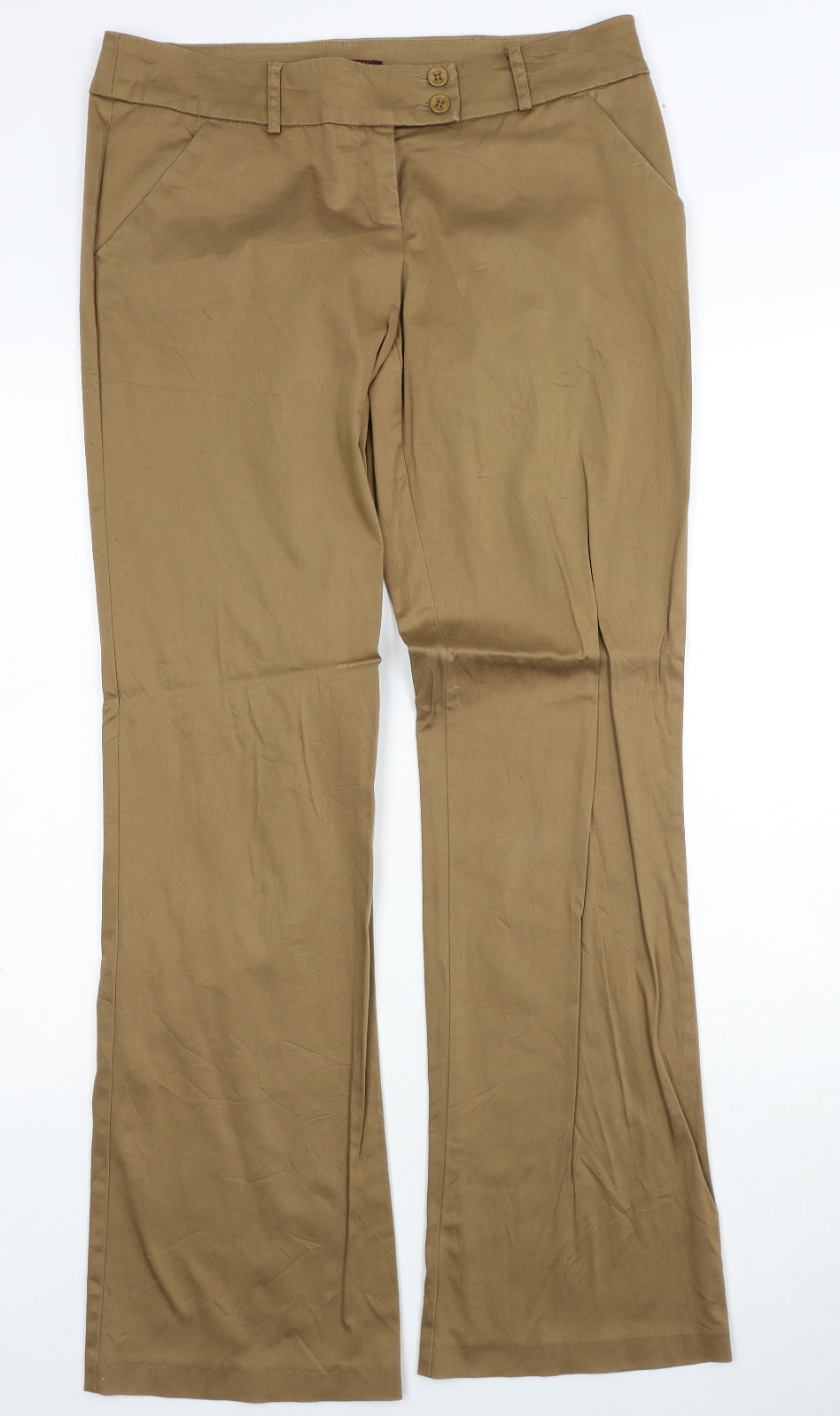 Review Womens Brown Cotton Trousers Size 12 Regular Zip