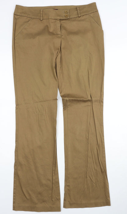 Review Womens Brown Cotton Trousers Size 12 Regular Zip