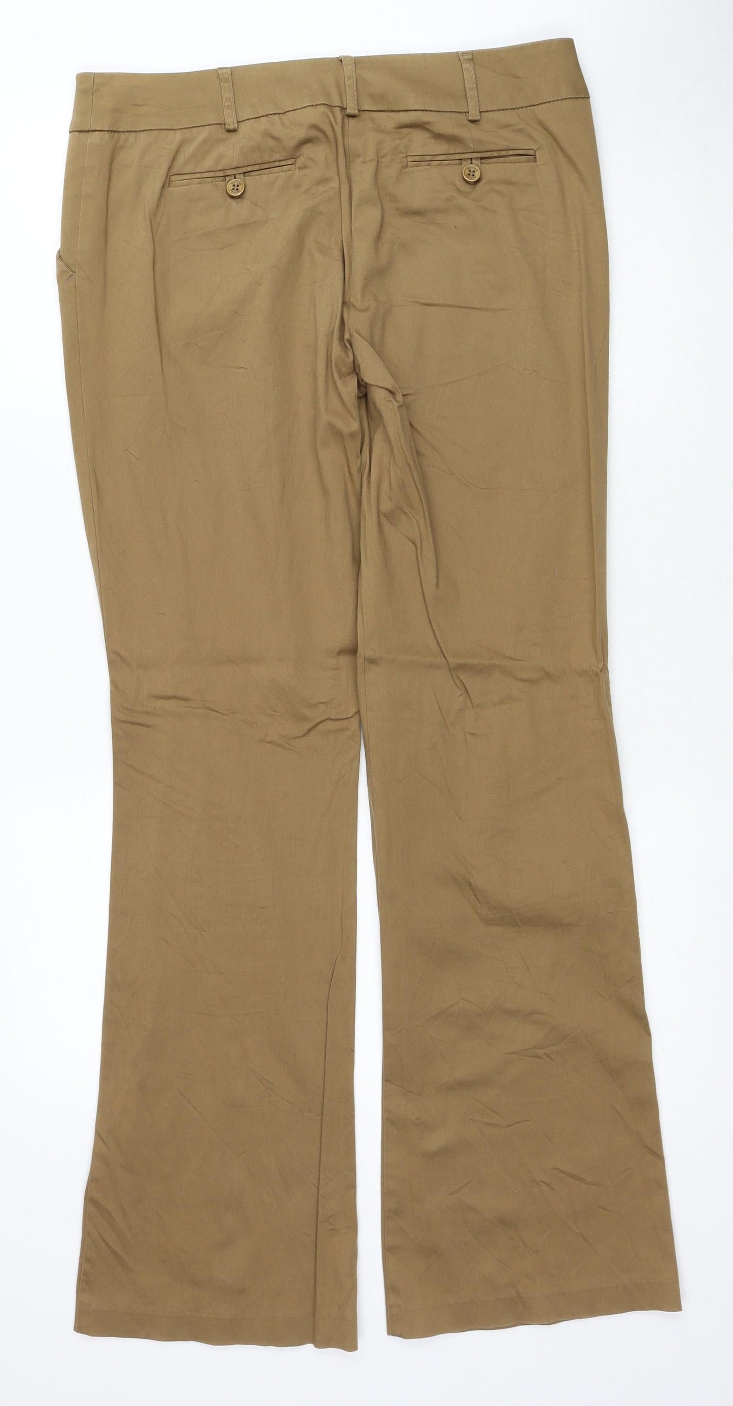 Review Womens Brown Cotton Trousers Size 12 Regular Zip