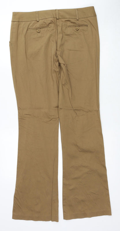 Review Womens Brown Cotton Trousers Size 12 Regular Zip