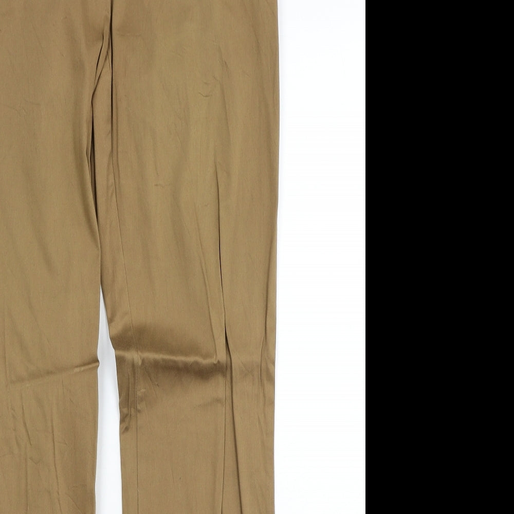 Review Womens Brown Cotton Trousers Size 12 Regular Zip