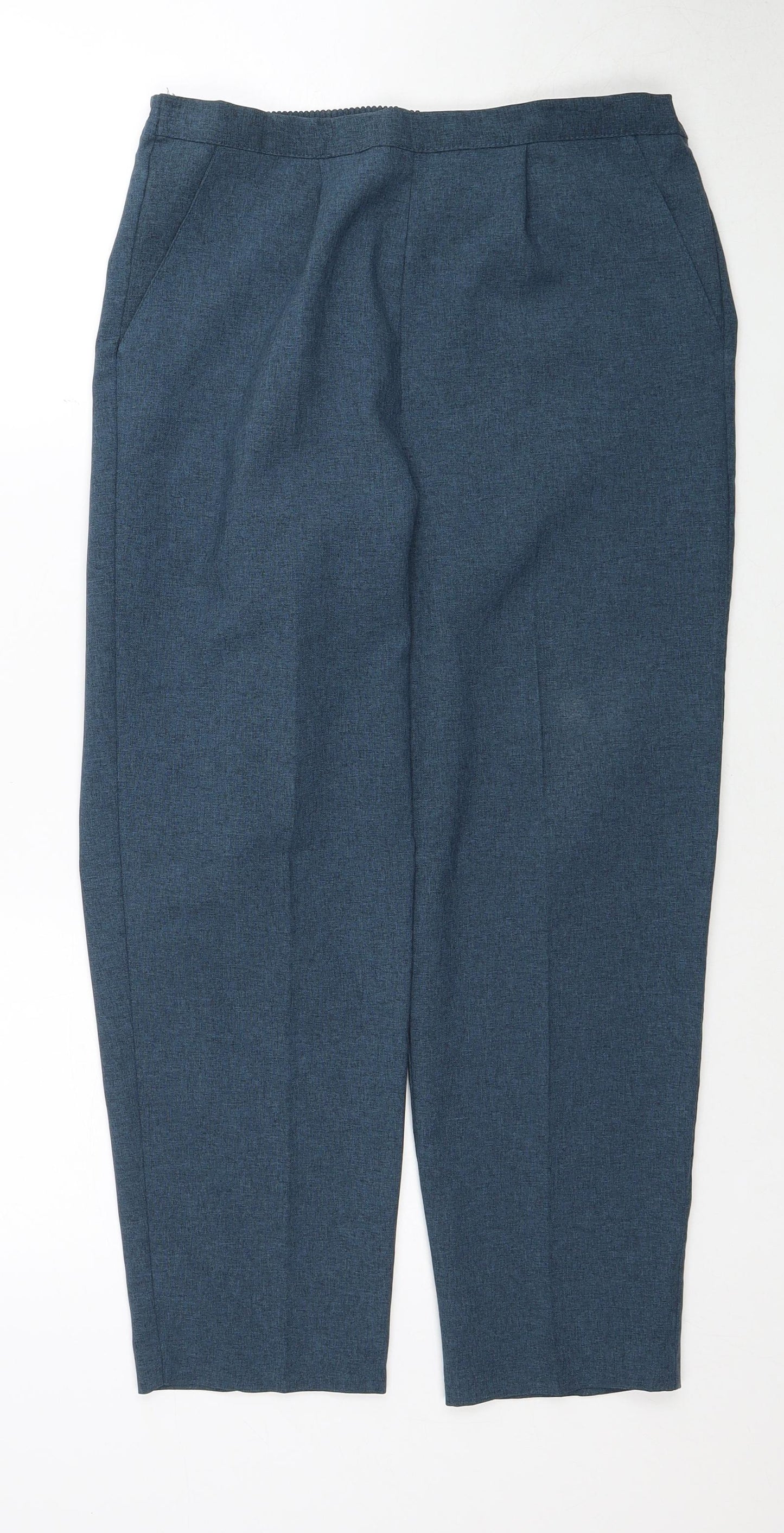 Classic Womens Blue Polyester Trousers Size 12 Regular