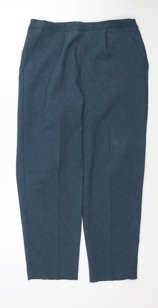 Classic Womens Blue Polyester Trousers Size 12 Regular