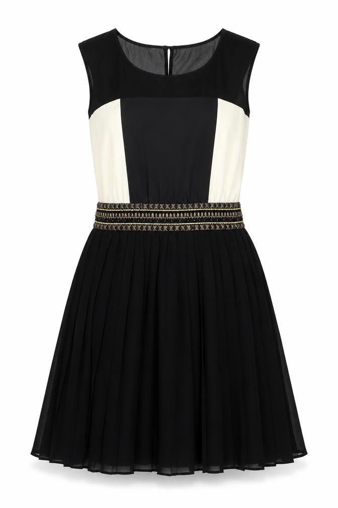 NEXT Womens Black Colourblock Polyester Fit & Flare Size 10 Round Neck Zip