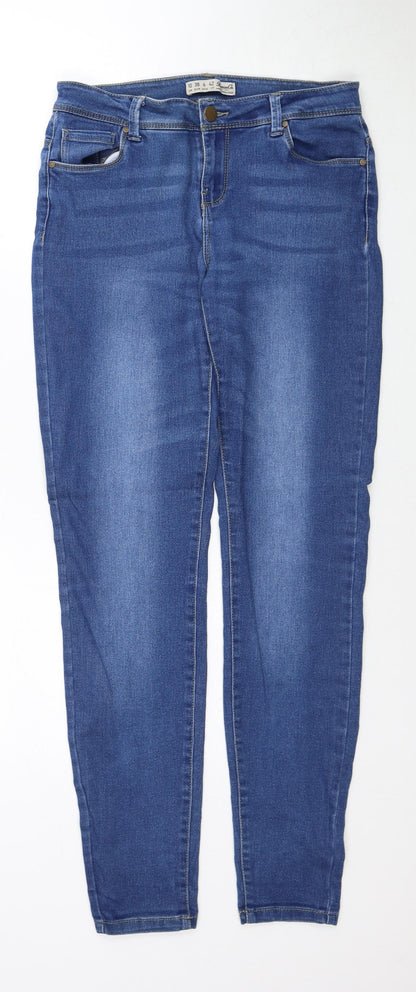 Denim & Co. Womens Blue Cotton Skinny Jeans Size 10 Regular Zip