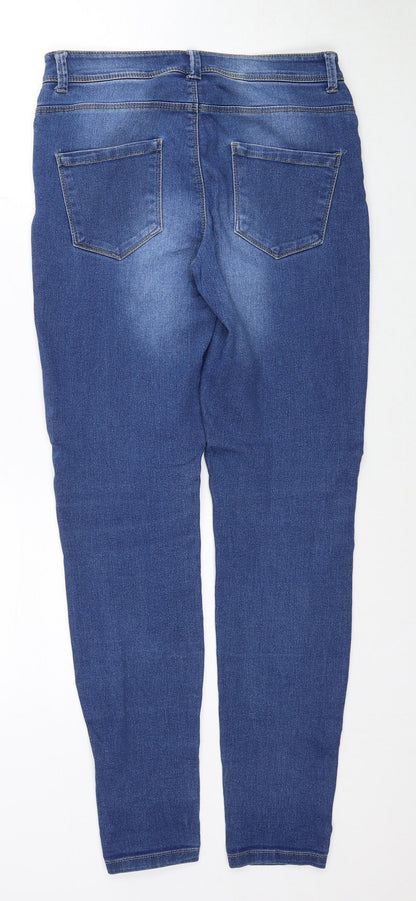Denim & Co. Womens Blue Cotton Skinny Jeans Size 10 Regular Zip