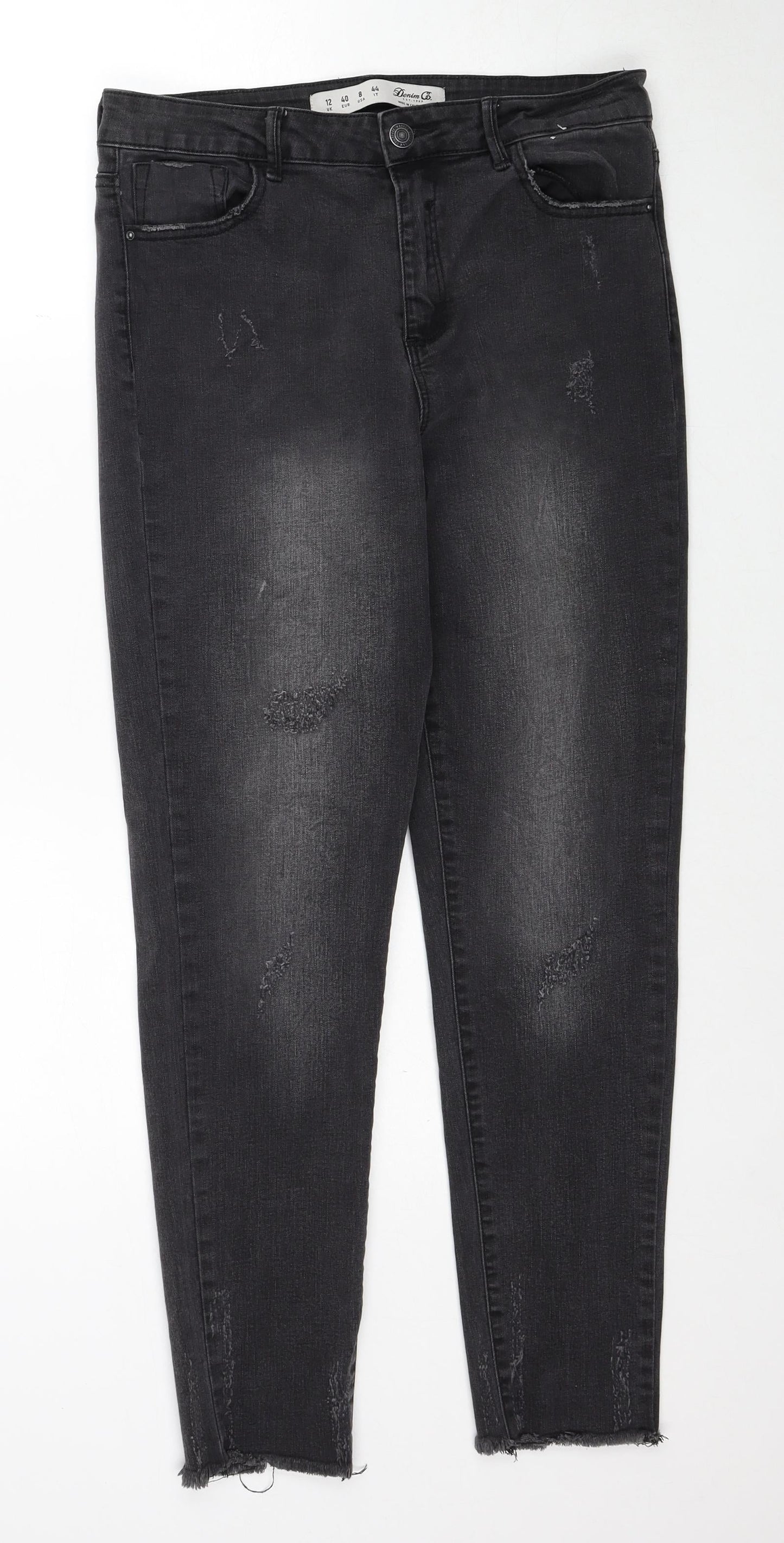 Denim & Co. Womens Black Cotton Skinny Jeans Size 12 Regular Zip