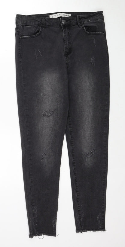Denim & Co. Womens Black Cotton Skinny Jeans Size 12 Regular Zip