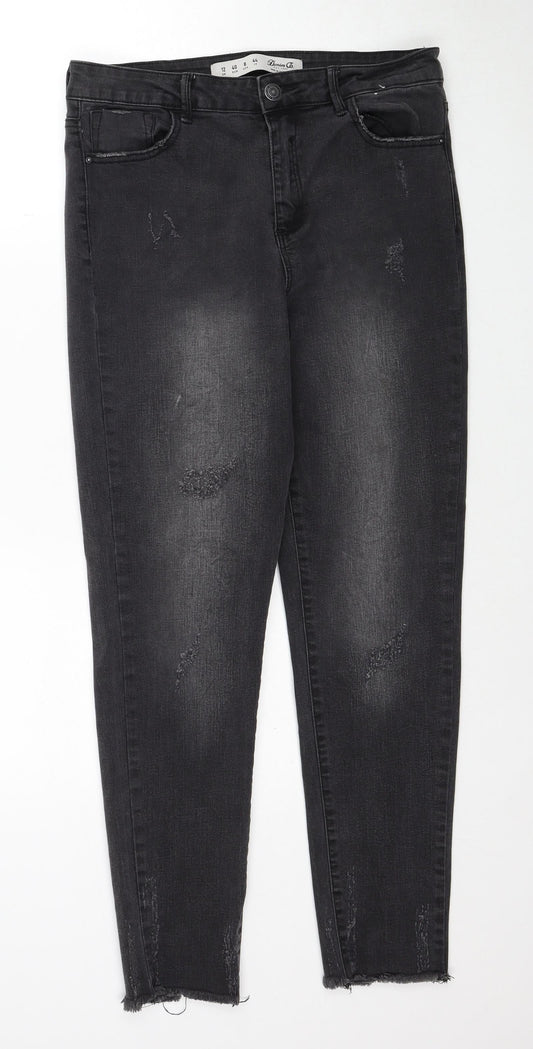 Denim & Co. Womens Black Cotton Skinny Jeans Size 12 Regular Zip